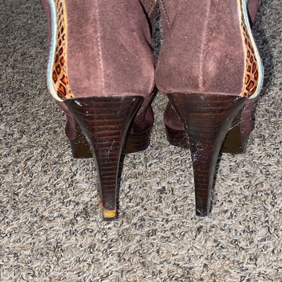 Suede Cowboy Knee Boots - Picture 2 of 6